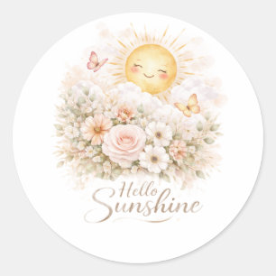 Hallo Zonnig – Schattig Positief Zonneschijn Citaa Ronde Sticker