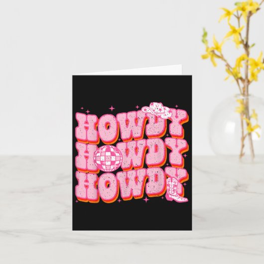 Hallo Zuidelijk Westers Meisje Land Rodeo Roze Koe Kaart (Gele Bloem)