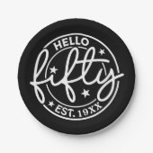 Hallo Zwart 50ste verjaardag Papieren Bordje (Voorkant)