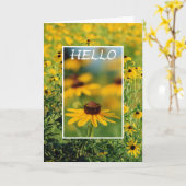 Hallo - zwart-Eyed Wenskaart Susans Kaart (Gele Bloem)