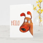 hallo "Zwart" Schattigee hond Waterverf leeg binne Kaart (Gele Bloem)