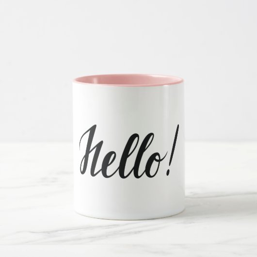 Hallo Zwart Script Minimalist Pink Mok (Midden)