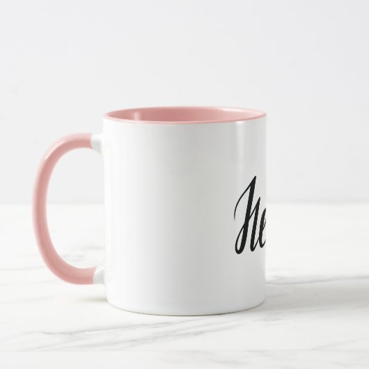 Hallo Zwart Script Minimalist Pink Mok (Links)