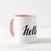 Hallo Zwart Script Minimalist Pink Mok (Voorkant links)
