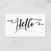 Hallo Zwart Script Typografie Over bewerkbaar Wit Visitekaartje (Voorkant)