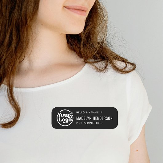 Hallo Zwart Wit Bedrijf Logo Medewerker Magnetisch Naamplaatje