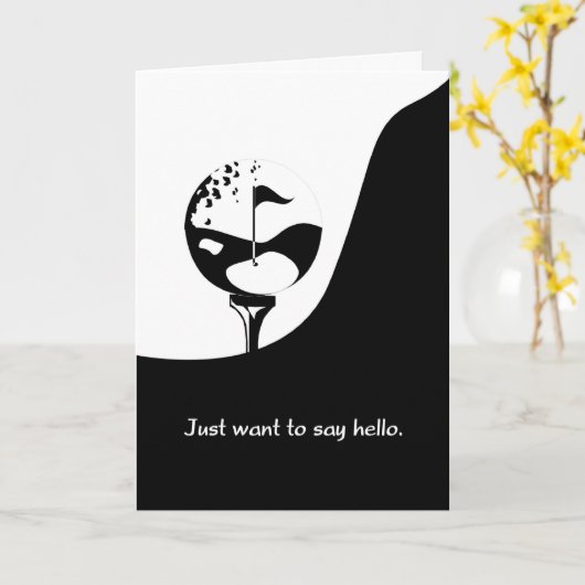 hallo Zwart-wit Golfthema Kaart (Gele Bloem)