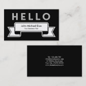 Hallo Zwart & Wit Minimalistisch Modern Visitekaartje (Voorkant / Achterkant)