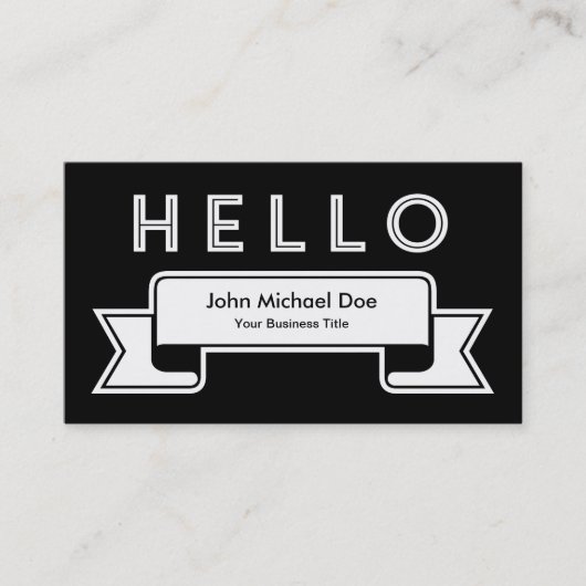 Hallo Zwart & Wit Minimalistisch Modern Visitekaartje (Voorkant)
