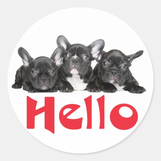 Hallo zwarte franse bulldog puppy Sticker zegel (Voorkant)