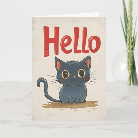 hallo zwarte kat feestdagen kaart (Voorkant)