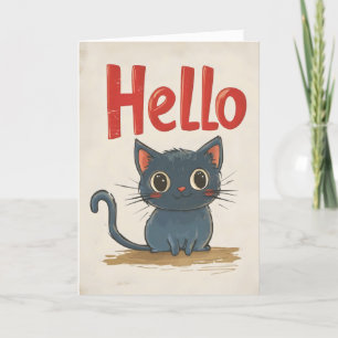 hallo zwarte kat feestdagen kaart