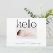 hallo | zwarte vetgedrukte moderne, eenvoudige tek aankondiging (Staand voorkant)