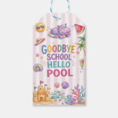 Hallo Zwembad Feestje Gele Caro Cadeaulabel (Voorkant)