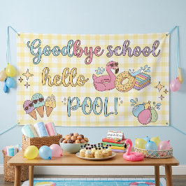 Hallo Zwembadfeest Gele Caro Spandoek