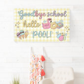 Hallo Zwembadfeest Gele Caro Spandoek (Insitu)
