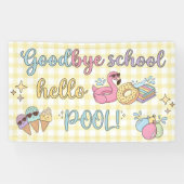Hallo Zwembadfeest Gele Caro Spandoek (Horizontaal)