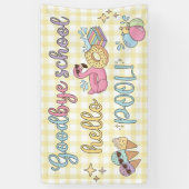 Hallo Zwembadfeest Gele Caro Spandoek (Verticaal)