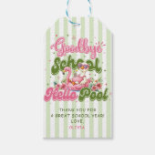 Hallo Zwembadfeest Groene Strepen Cadeaulabel (Voorkant)