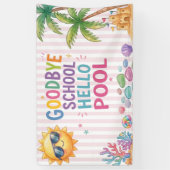 Hallo zwembadfeest strepen spandoek (Verticaal)
