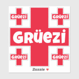 Hallo Zwitsers Gruezi Vijf aparte Die-Cut Stickers