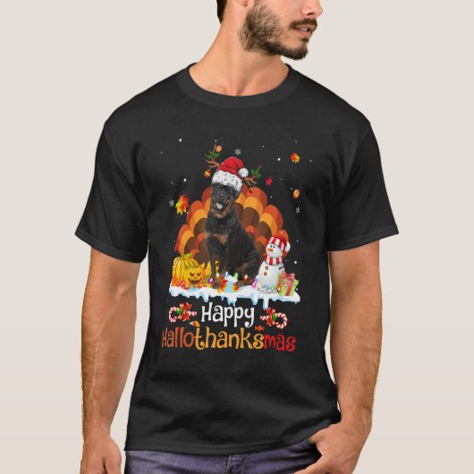 HalloBedanktMas Halloween Thanksgiving Kerstmis Ro T-shirt (Voorkant)