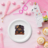 Hallobubu Halloween Schattige & Spooky Witch Cat T Papieren Bordje (Feest)