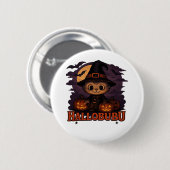 Hallobubu Halloween Schattige & Spooky Witch Cat T Ronde Button 5,7 Cm (Voorkant /achterkant)