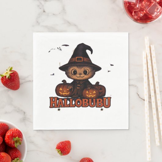 Hallobubu Halloween Schattige & Spooky Witch Cat T Servet (Insitu)