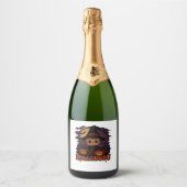 Hallobubu Halloween Schattige & Spooky Witch Cat T Sparkling Wijnetiket (Voorkant)