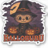Hallobubu Halloween Schattige & Spooky Witch Cat T Sticker (Voorkant)