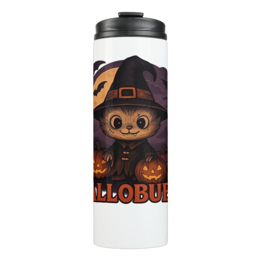 Hallobubu Halloween Schattige & Spooky Witch Cat T Thermosbeker (Voorkant)