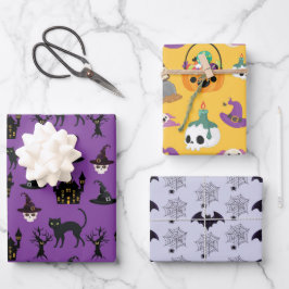 HALLOEEN BATS PETTEN CAULDRONS SKULLS BROOMS INPAKPAPIER VEL