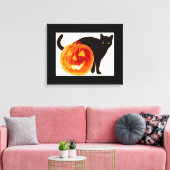 HALLOEEN BLACK CAT EN PUMPKIN CANVAS AFDRUK (Insitu (Woonkamer))