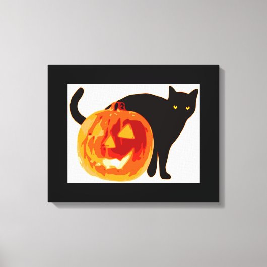 HALLOEEN BLACK CAT EN PUMPKIN CANVAS AFDRUK (Voorkant)