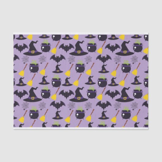 HALLOEEN BROOMS CAULDRONS BATS PETTEN TISSUEPAPIER (Voorkant)