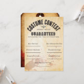 HALLOEEN COSTUME PRIJS OFFICIËLE BALLOOT KAART (Voorkant / Achterkant in situ)