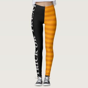 HALLOEEN GRAFISCHE ORANJE STRIPE-LEGGINGS MET BBT LEGGINGS