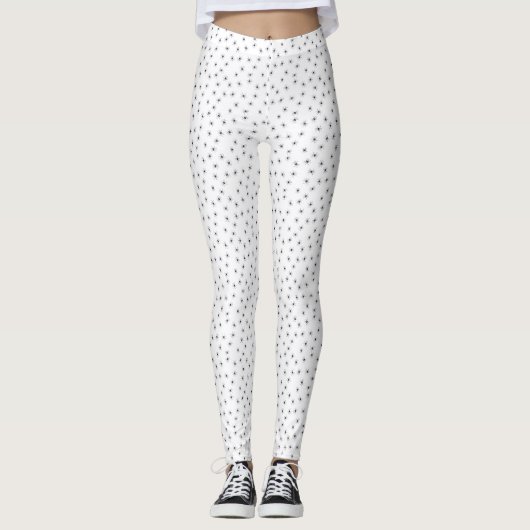 HALLOEEN LEGGINGS ZWARTE SPIDERS OP WITTE LEGGINGS (Voorkant)