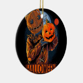 HALLOEEN MASKED SCARECROW MAN PUMPKIN KERAMISCH ORNAMENT (Rechts)