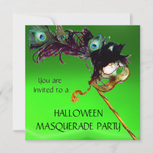 HALLOEEN MASQUERADE PARTIJ Groen geel zwart blauw Kaart