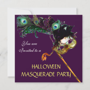 HALLOEEN MASQUERADE PARTIJ Paars zwart blauw wit Kaart