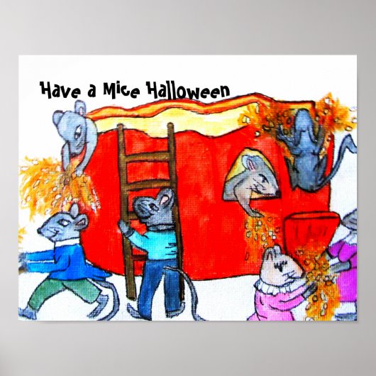 HALLOEEN MICE CLEAN THE PUMPKIN POSTER (Voorkant)