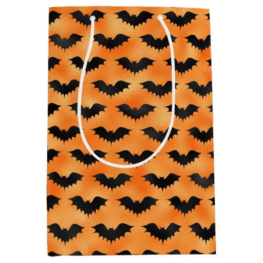 HALLOEEN ORANJE MET ZWARTE BATS MEDIUM CADEAUZAKJE (Voorkant)