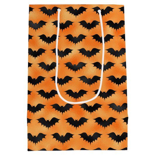 HALLOEEN ORANJE MET ZWARTE BATS MEDIUM CADEAUZAKJE (Achterkant)
