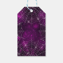 HALLOEEN PAARS MET SILVER SPIDER WEBS CADEAULABEL