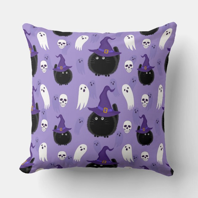 HALLOEEN PAARS MET ZWARTE VANGSTEN EN WITTE GHOSTS KUSSEN (Voorkant)
