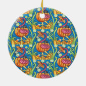 HALLOEEN PINK FLAMINGO & BLACK CAT IN PUMPKIN KERAMISCH ORNAMENT (Achterkant)