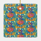 HALLOEEN PINK FLAMINGO & BLACK CAT IN PUMPKIN KERAMISCH ORNAMENT (Achterkant)