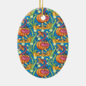 HALLOEEN PINK FLAMINGO & BLACK CAT IN PUMPKIN KERAMISCH ORNAMENT (Achterkant)